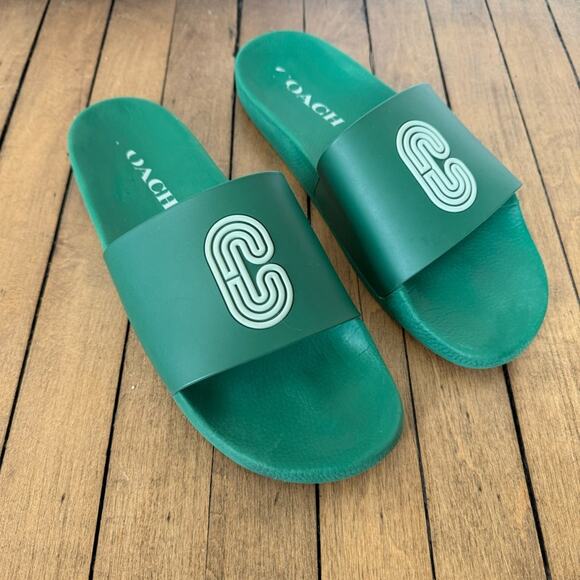 Coach Patch Logo Slide Green Poolslide Sandal Men’s 13 - Picture 2 of 7